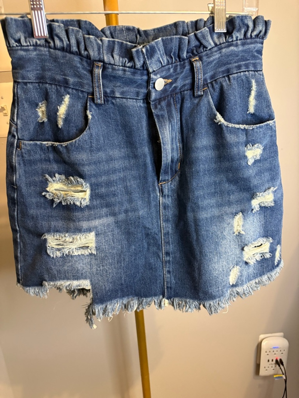 Hayden Blue Distressed Denim Mini Skirt